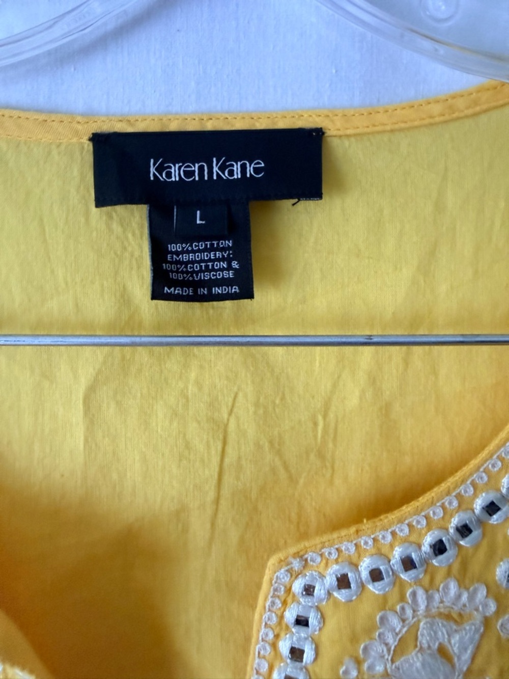 Karen Kane Yellow Embroidered V-Notch Tunic - Picture 5 of 6